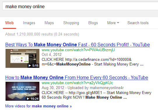 YouTube SERPS